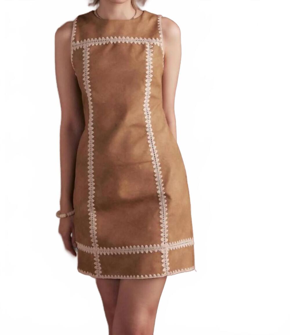 NEW STRUT & BOLT chandler faux leather mini dress in sand